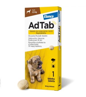ADTAB DOG tabletka na pchły i kleszcze dla psa 56mg x 1tabl. 1,3-2,5kg