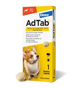 ADTAB DOG tabletka na pchły i kleszcze dla psa 225mg x 1tabl. 5,5-11kg