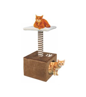 BUBU PET Drapak dla kota Paw z budką brązowo-beżowy 60cm