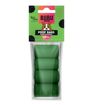 BUBU PET Woreczki na odchody - biodegradowalne zielone 4x15szt.