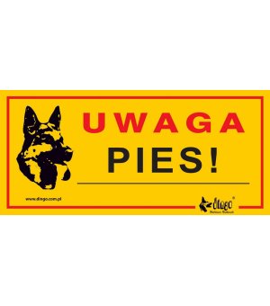 Dingo metalowa tabliczka ostrzegawcza "Uwaga Pies"