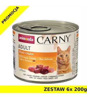 Karma mokra dla kota Animonda Cat Carny WOŁOWINA Z KURCZAKIEM  ZESTAW 6x 200g