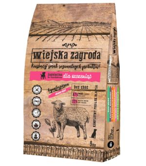 Karma sucha dla psa Wiejska Zagroda junior jagnięcina ze szpinakiem 20kg (uszkodzone opakowanie)