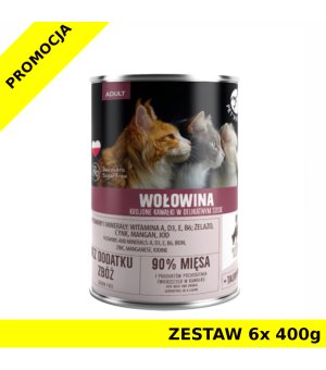 Pet Republic karma mokra dla kota krojone kawałki Wołowiny w sosie ZESTAW 6x 400g