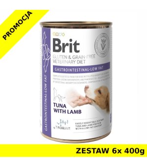 Brit Veterinary Diets Dog Gastrointestinal - low fat - obniżona zawartość tłuszczu ZESTAW 6x 400g - puszka
