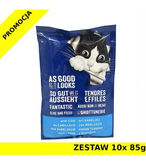 Karma dla kota Felix Fantastic Dorsz w galaretce saszetka ZESTAW 10x85g