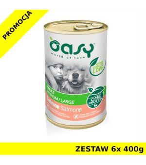 Oasy One Protein Adult mokra karma dla dorosłego psa - Łosoś ZESTAW 6x 400g